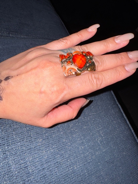 Jewelry - Vintage💫 Bold Orange Stone Statement Adjustable Ring - One Size